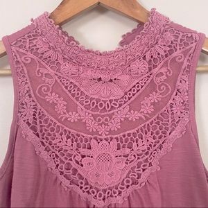 Pink mock turtleneck tank blouse